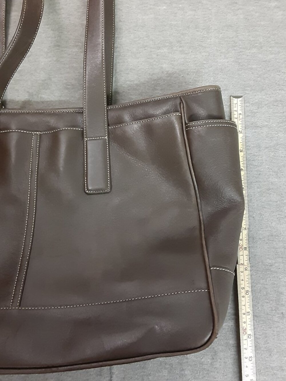 VTG Coach Hampton Large Tote Weekender Natural Cowhide Leather Brown - Picture 6 of 16